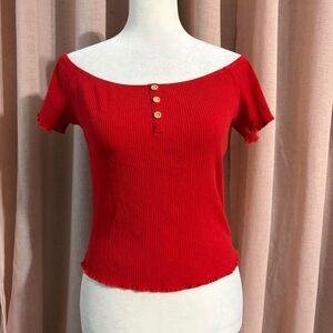 Active USA Red Off-Shoulder Top